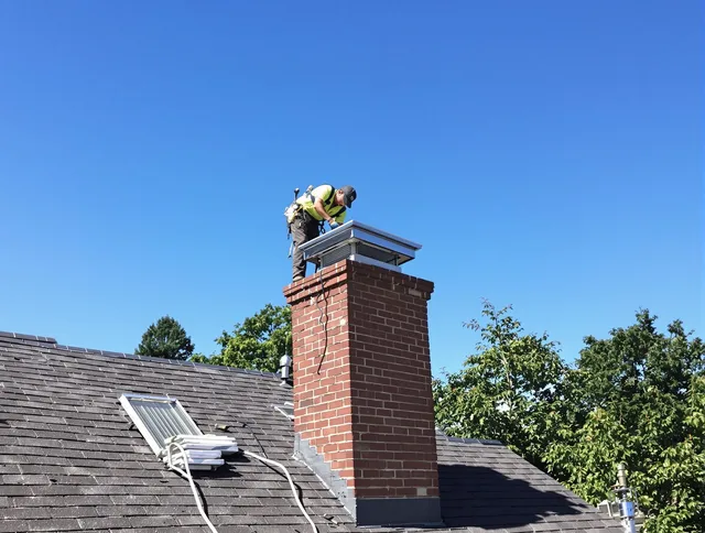Miramar Chimney Sweep technician measuring a chimney cap in Miramar, FL